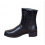 Ghete dama din piele naturala cu fermoar - Model negru imblanit 709N